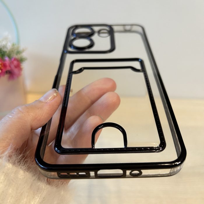Чохол на xiaomi redmi 13c силіконовий жіночий із сірою рамкою та кишенею під картки - Зображення 9