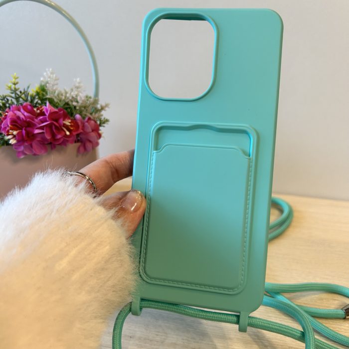 Чохол для xiaomi redmi 13c 4g силіконовий з ремінцем на шию і кишенею для картки Wave Colorful бірюзовий - Зображення 2
