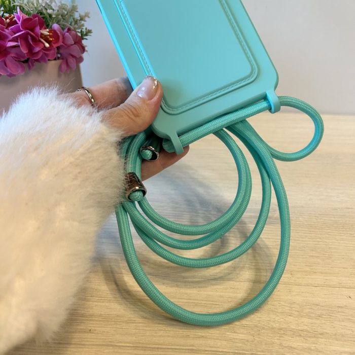 Чохол для Poco c65 силіконовий з ремінцем і кишенею під картки Wave Colorful м'ятний - Зображення 8