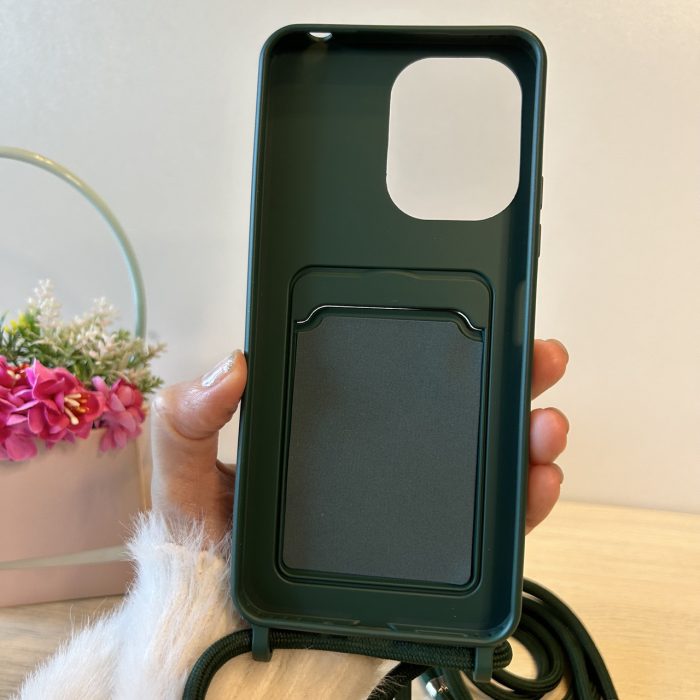 Чохол для xiaomi redmi 13c 4g силіконовий з ремінцем на шию і кишенею для картки Wave Colorful зелений - Зображення 9