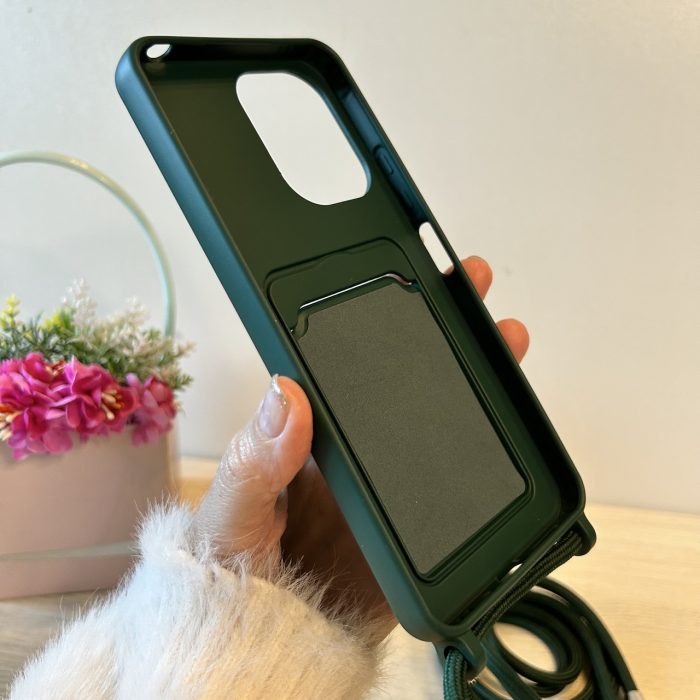 Чохол для Poco c65 силіконовий з ремінцем і кишенею під картки Wave Colorful зелений - Зображення 9