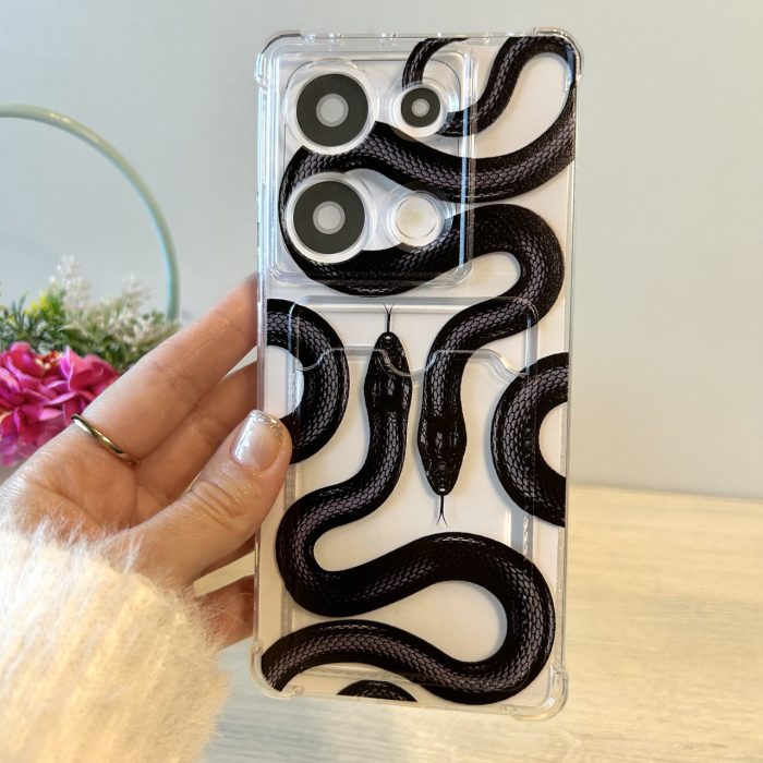 Чохол для xiaomi redmi Note 13 4g жіночий силіконовий з кишенею під картки та малюнком (змія) - Зображення 2