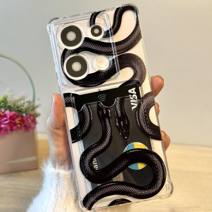 Чохол для Poco m6 pro 4g силіконовий прозорий з відділом під картки Image Pocket змії - Зображення 4