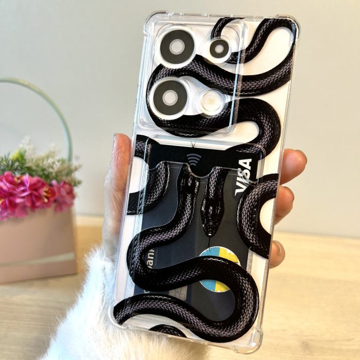 Чохол для xiaomi redmi Note 13 4g жіночий силіконовий з кишенею під картки та малюнком (змія) - Зображення 4