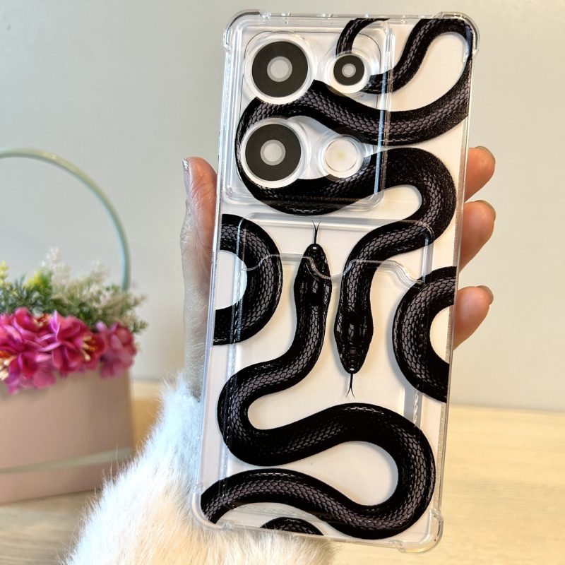 Чохол для xiaomi redmi Note 13 4g жіночий силіконовий з кишенею під картки та малюнком (змія)