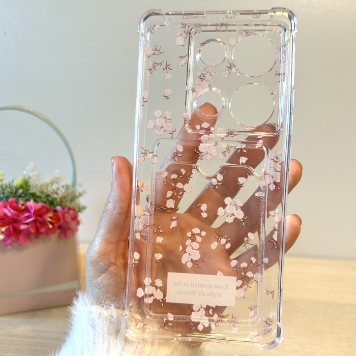 Чохол для Poco m6 pro 4g силіконовий прозорий з відділом під картки Image Pocket квіти - Зображення 8