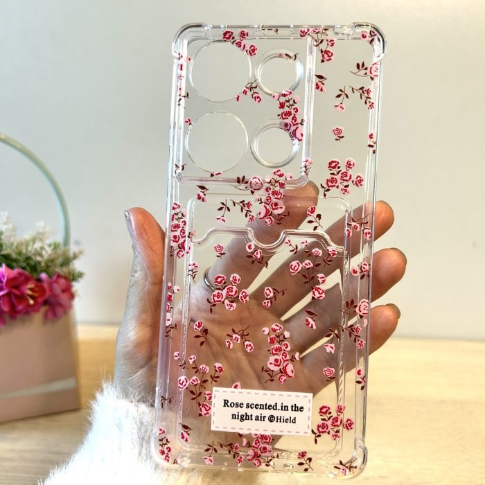 Чохол для xiaomi redmi Note 13 4g жіночий силіконовий з кишенею під картки та малюнком (квіти) - Зображення 8