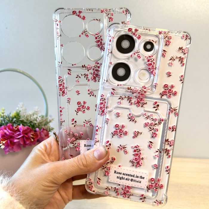 Чохол для Poco m6 pro 4g силіконовий прозорий з відділом під картки Image Pocket квіти - Зображення 10