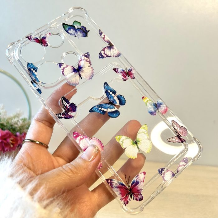 Чохол для xiaomi redmi Note 13 pro 4g силіконовий прозорий з відділом під картки Image Pocket метелики - Зображення 6