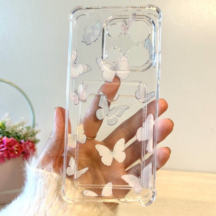 Чохол для xiaomi redmi Note 13 pro 4g силіконовий прозорий з відділом під картки Image Pocket метелики - Зображення 7