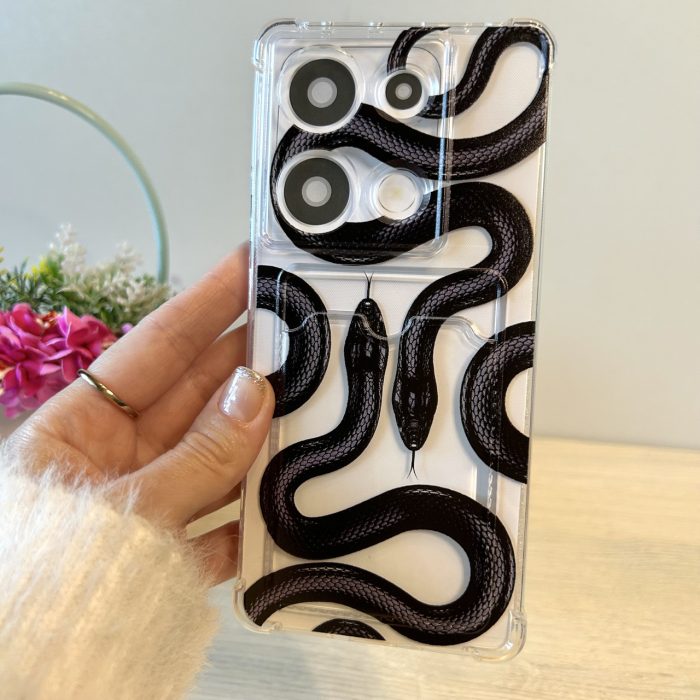 Чохол для xiaomi redmi Note 13 pro 4g силіконовий прозорий з відділом під картки Image Pocket змії - Зображення 2