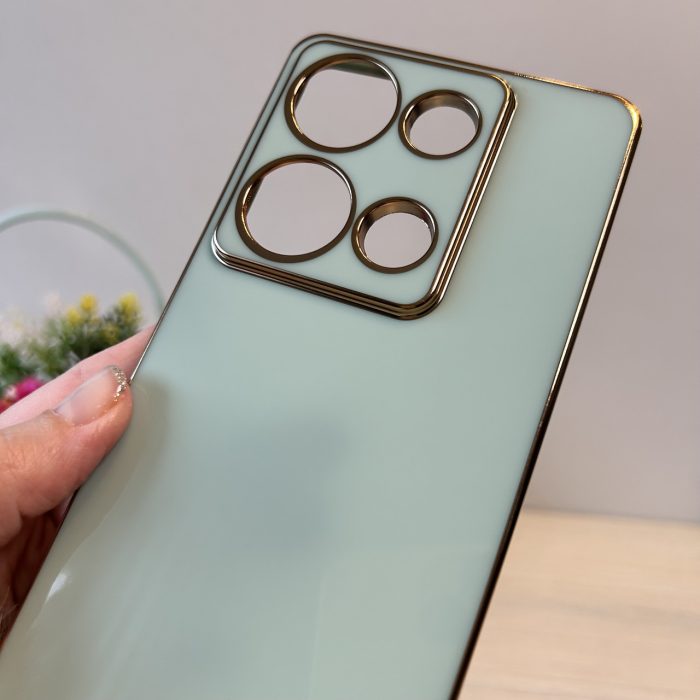 Набір Чохол + скло для xiaomi redmi Note 13 pro 4g жіночий силіконовий із золотистою рамкою (м'ятний) - Зображення 4