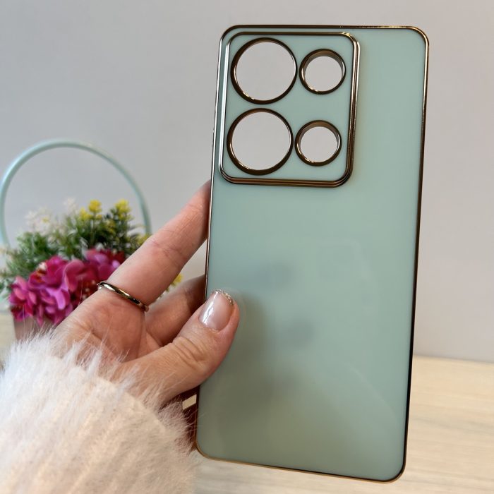 Набір Чохол + скло для xiaomi redmi Note 13 pro 4g жіночий силіконовий із золотистою рамкою (м'ятний) - Зображення 2