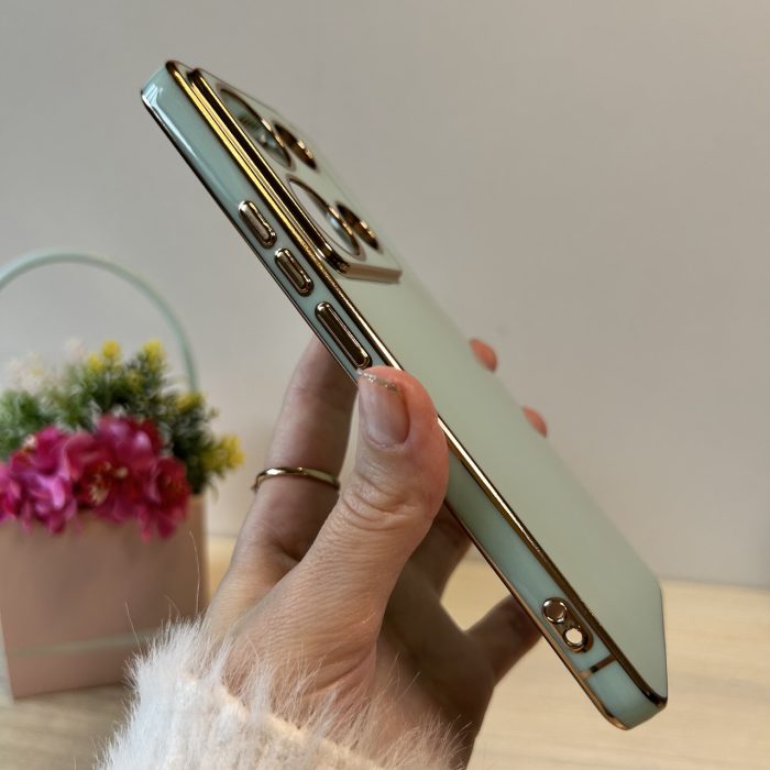 Набір Чохол + скло для xiaomi redmi Note 13 pro 4g жіночий силіконовий із золотистою рамкою (м'ятний) - Зображення 7