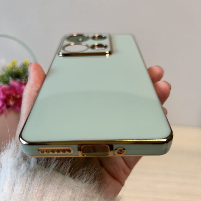 Набір Чохол + скло для xiaomi redmi Note 13 pro 4g жіночий силіконовий із золотистою рамкою (м'ятний) - Зображення 8