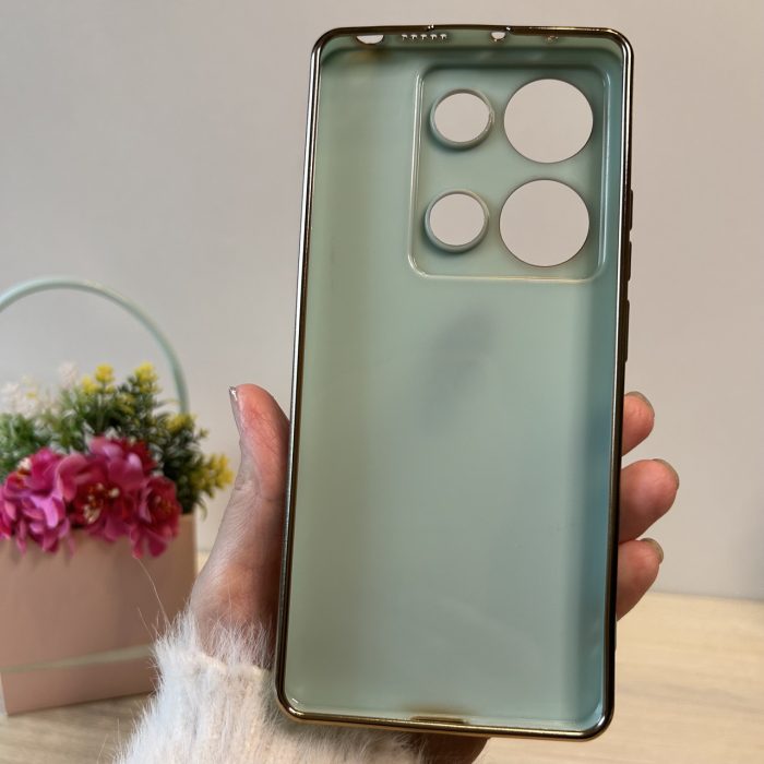 Набір Чохол + скло для xiaomi redmi Note 13 pro 4g жіночий силіконовий із золотистою рамкою (м'ятний) - Зображення 9