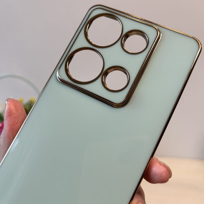 Набір Чохол + скло для xiaomi redmi Note 13 pro 4g жіночий силіконовий із золотистою рамкою (м'ятний) - Зображення 5