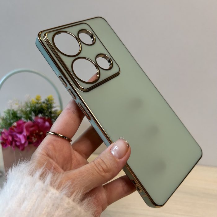 Набір Чохол + скло для xiaomi redmi Note 13 pro 4g жіночий силіконовий із золотистою рамкою (м'ятний) - Зображення 3