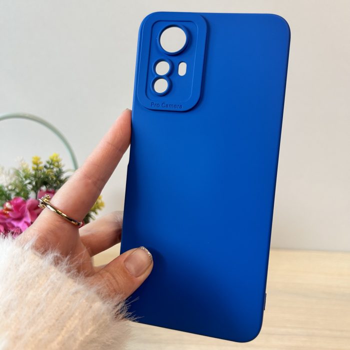 Набір чохол + скло для Xiaomi redmi Note 12s силіконовий однотонний з мікрофіброю синій - Зображення 2