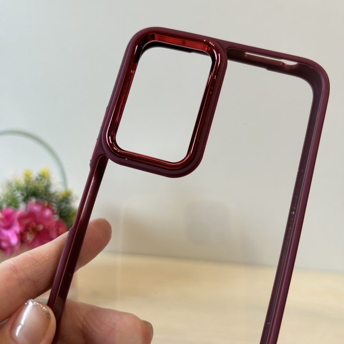 Набір чохол + скло для Xiaomi redmi Note 12s силіконовий прозорий Metal Frame бордо - Зображення 5
