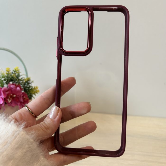 Набір чохол + скло для Xiaomi redmi Note 12s силіконовий прозорий Metal Frame бордо - Зображення 2