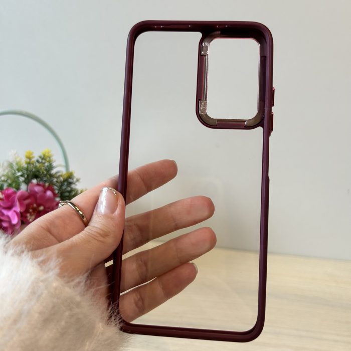 Набір чохол + скло для Xiaomi redmi Note 12s силіконовий прозорий Metal Frame бордо - Зображення 7