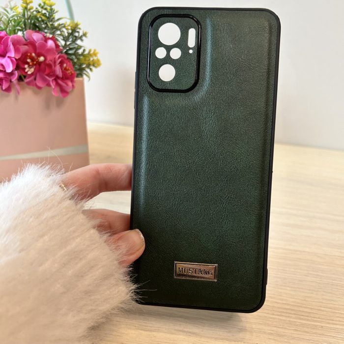 Набір чохол + скло для xiaomi redmi Note 10 4g / Note 10s силіконовий шкіряний чохол Mustang (зелений) - Зображення 3