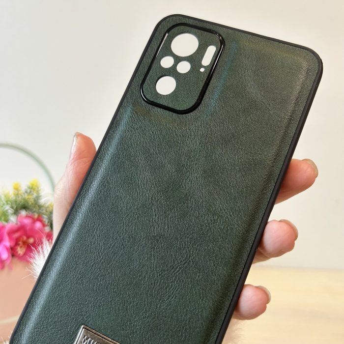 Набір чохол + скло для xiaomi redmi Note 10 4g / Note 10s силіконовий шкіряний чохол Mustang (зелений) - Зображення 6