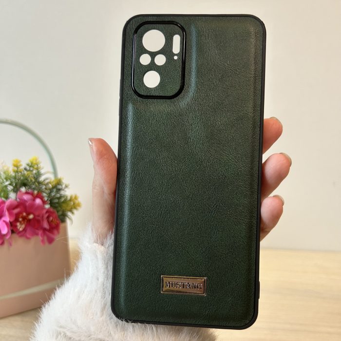 Набір чохол + скло для xiaomi redmi Note 10 4g / Note 10s силіконовий шкіряний чохол Mustang (зелений) - Зображення 2