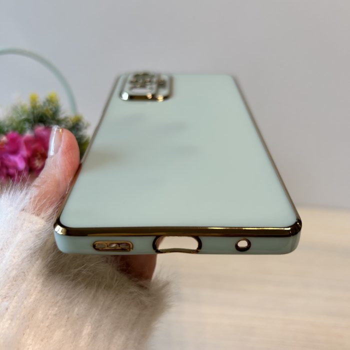 Набор чехол + стекло для xiaomi redmi Note 10 pro женский силиконовый с золотистой рамкой Luxury (мятный) - Зображення 8