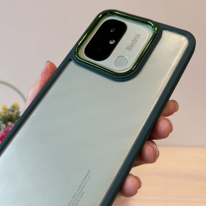 Набір чохол + скло для xiaomi redmi 12c жіночий силіконовий прозорий із рамкою зелений - Зображення 7
