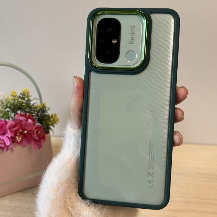Набір чохол + скло для xiaomi redmi 12c жіночий силіконовий прозорий із рамкою зелений - Зображення 2