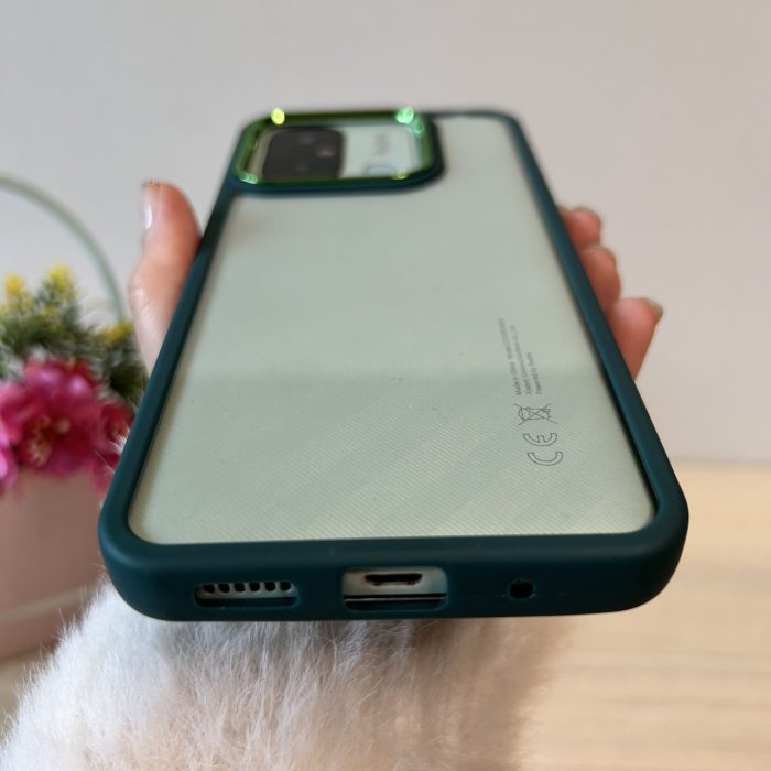 Набір чохол + скло для xiaomi redmi 12c жіночий силіконовий прозорий із рамкою зелений - Зображення 9