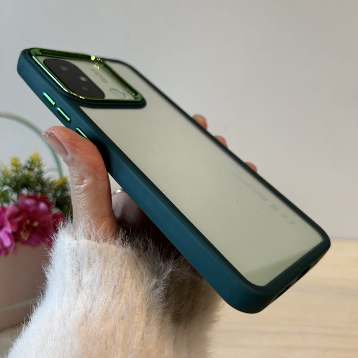 Набір чохол + скло для xiaomi redmi 12c жіночий силіконовий прозорий із рамкою зелений - Зображення 5