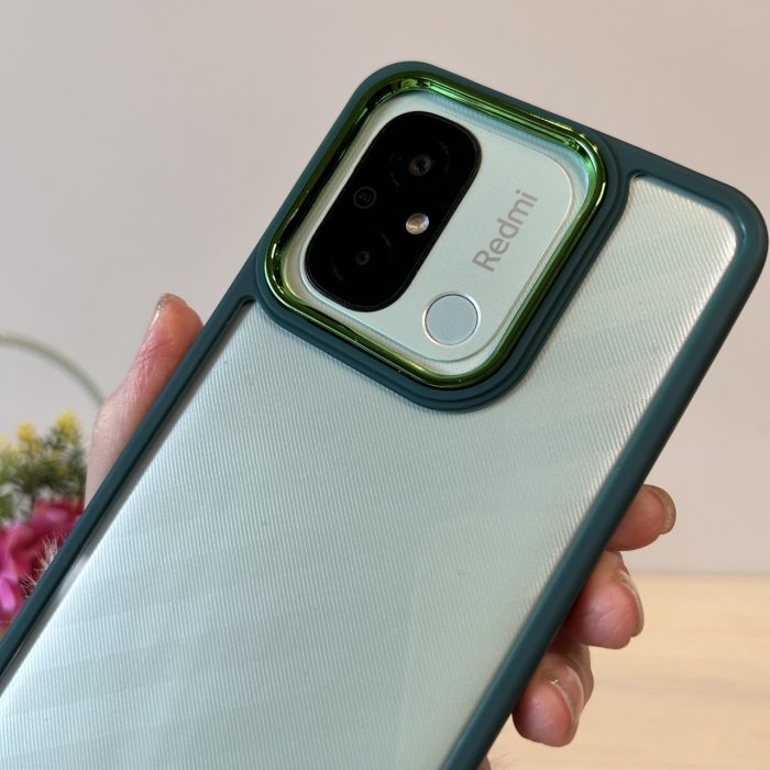 Набір чохол + скло для xiaomi redmi 12c жіночий силіконовий прозорий із рамкою зелений - Зображення 8