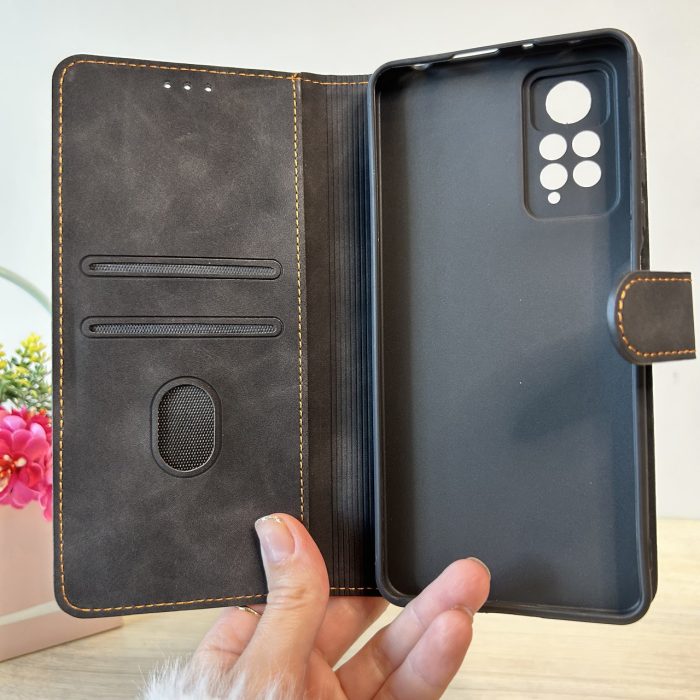 Чохол для xiaomi redmi Note 11 pro книжка підставка з хлястиком і візитницею чорний - Зображення 4