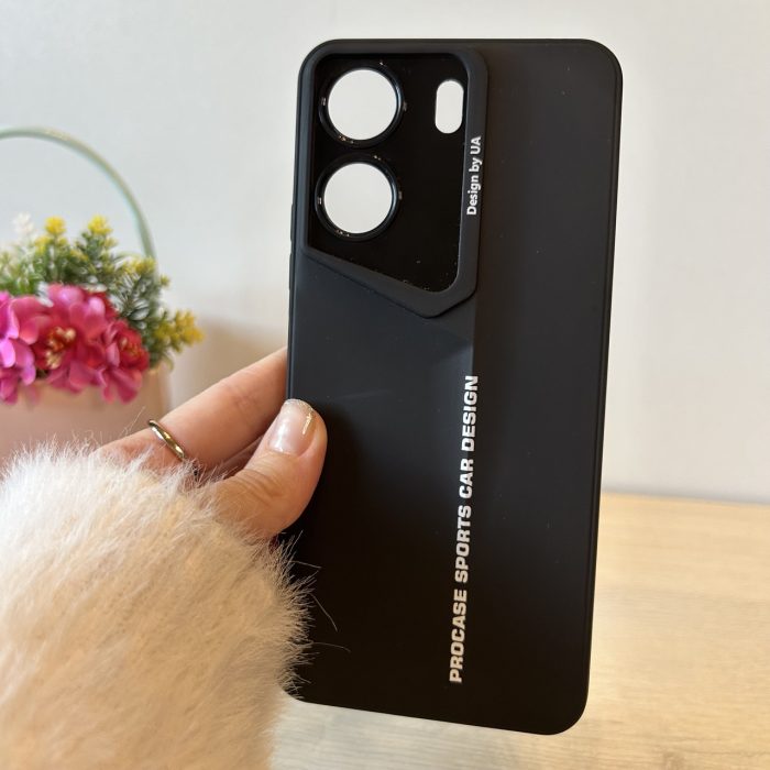 Набір чохол + скло для xiaomi redmi 13c силіконовий однотонний бампер Sports Car Design (чорний) - Зображення 3