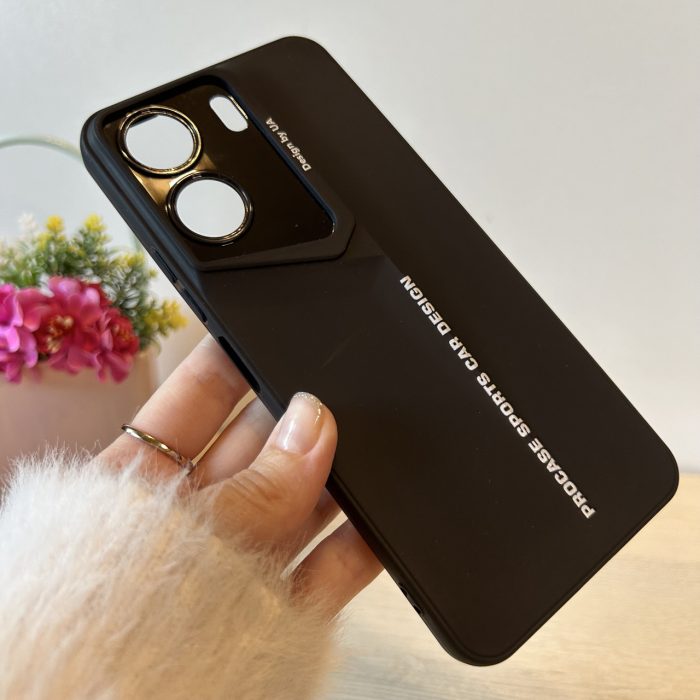 Набір чохол + скло для xiaomi redmi 13c силіконовий однотонний бампер Sports Car Design (чорний) - Зображення 5