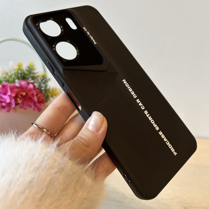 Набір чохол + скло для xiaomi redmi 13c силіконовий однотонний бампер Sports Car Design (чорний) - Зображення 6