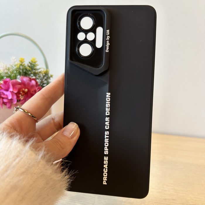 Набір скло + чохол для xiaomi redmi Note 10 pro силіконовий однотонний Sports Car Design (чорний) - Зображення 3