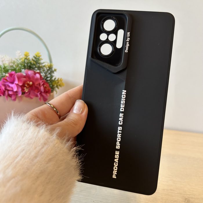 Набір скло + чохол для xiaomi redmi Note 10 pro силіконовий однотонний Sports Car Design (чорний) - Зображення 4