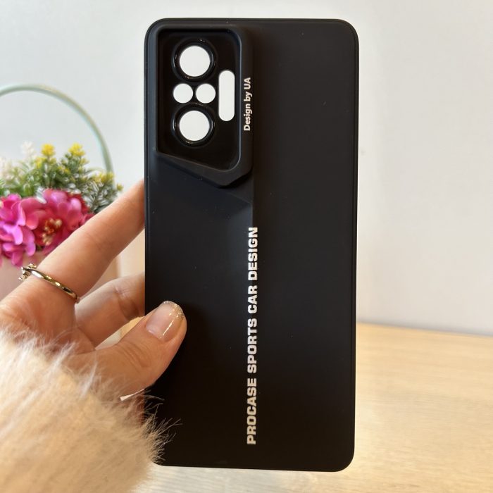 Набір скло + чохол для xiaomi redmi Note 10 pro силіконовий однотонний Sports Car Design (чорний) - Зображення 2