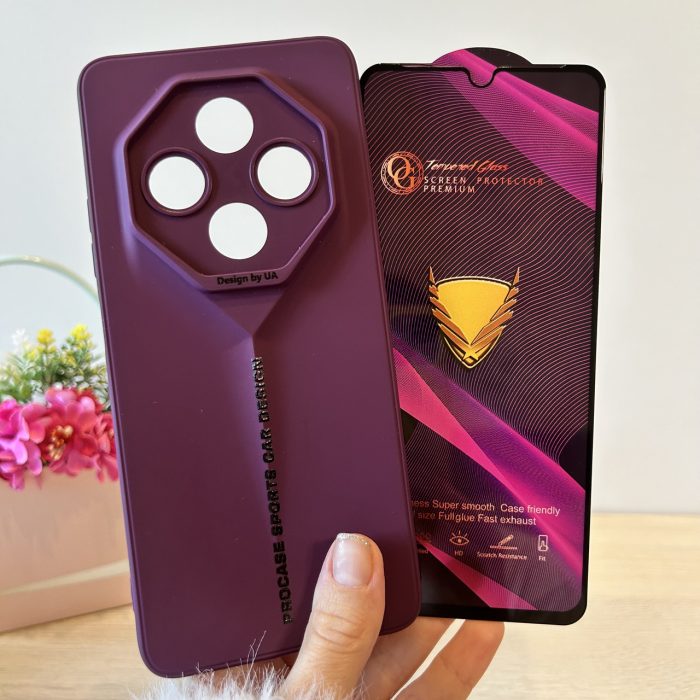 Набор стекло + чехол для xiaomi redmi 14c силіконовий однотонний бампер Sports Car Design (фиолетовый) - Зображення 10
