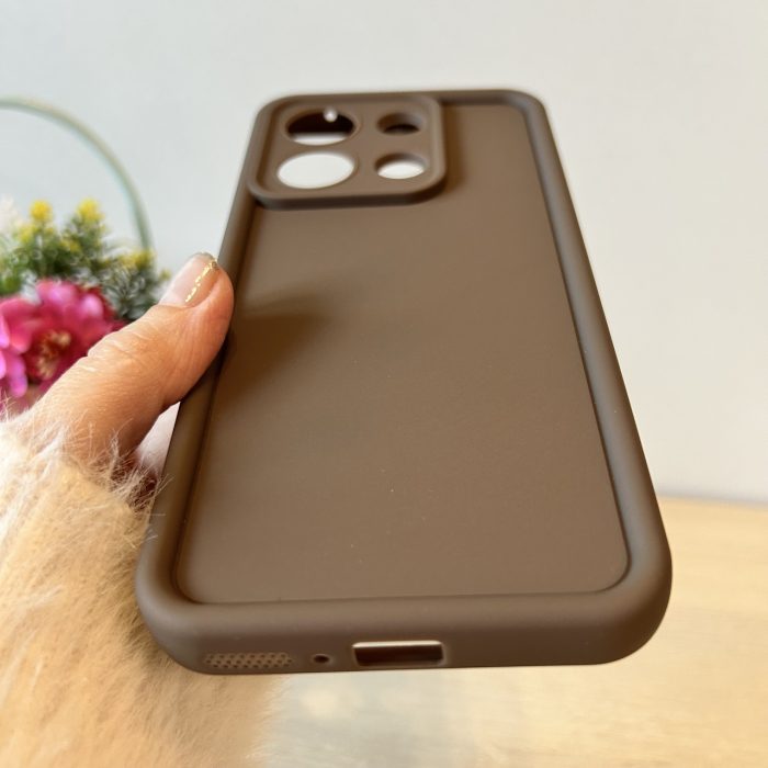 Набір чохол + скло для xiaomi redmi Note 13 4g силіконовий однотонний Silicone Cover Full Camera (коричневі) - Зображення 5
