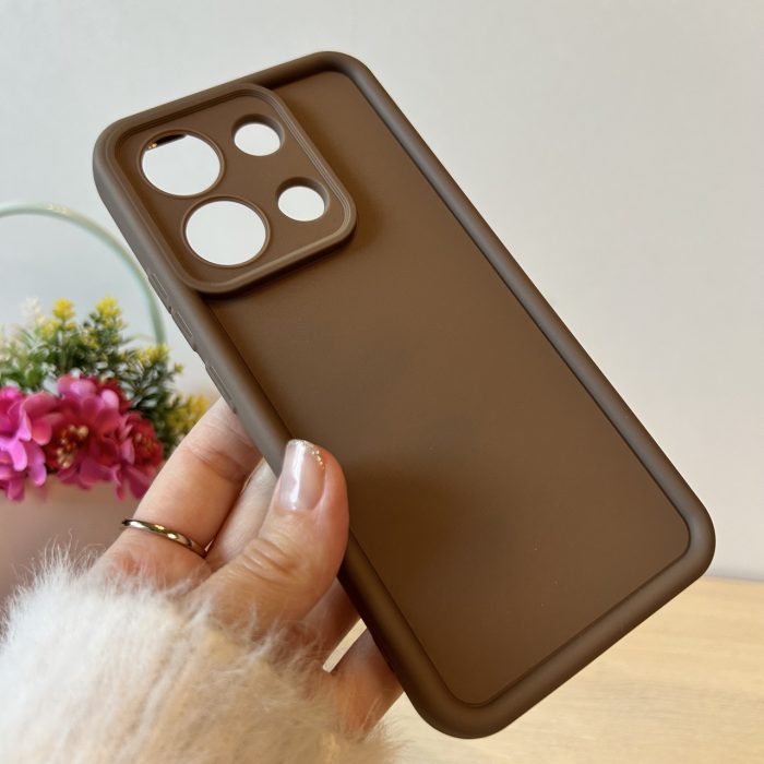 Набір чохол + скло для xiaomi redmi Note 13 4g силіконовий однотонний Silicone Cover Full Camera (коричневі) - Зображення 4