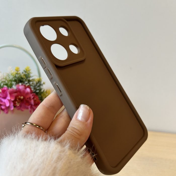 Набір чохол + скло для xiaomi redmi Note 13 4g силіконовий однотонний Silicone Cover Full Camera (коричневі) - Зображення 3