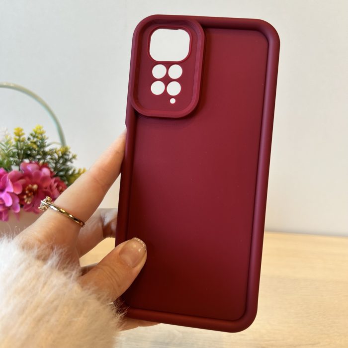 Набір скло + чохол для xiaomi redmi Note 11 4g / Note 11s силіконовий однотонний Full Camera (бордо) - Зображення 3