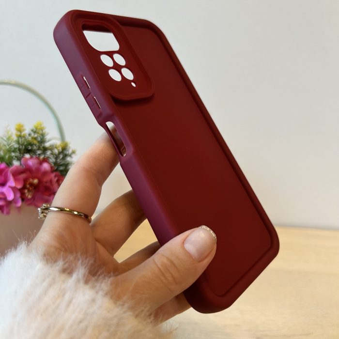 Набір скло + чохол для xiaomi redmi Note 11 4g / Note 11s силіконовий однотонний Full Camera (бордо) - Зображення 6