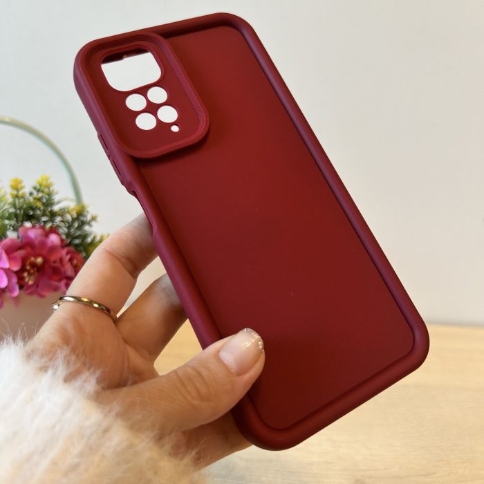Набір скло + чохол для xiaomi redmi Note 11 4g / Note 11s силіконовий однотонний Full Camera (бордо) - Зображення 5