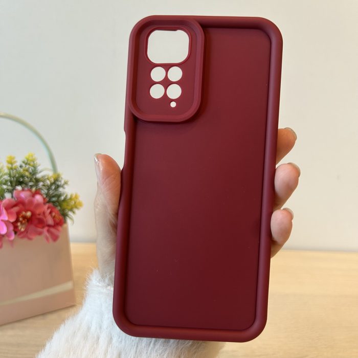 Набір скло + чохол для xiaomi redmi Note 11 4g / Note 11s силіконовий однотонний Full Camera (бордо) - Зображення 2